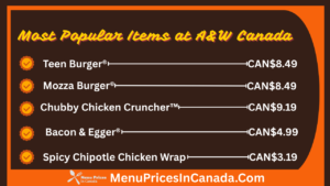 Amw Menu A&W Menu With Prices In Canada 2026 Update