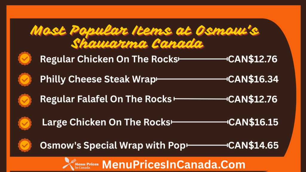 Most Popular Menu Items at Osmow's Shawarma Canada