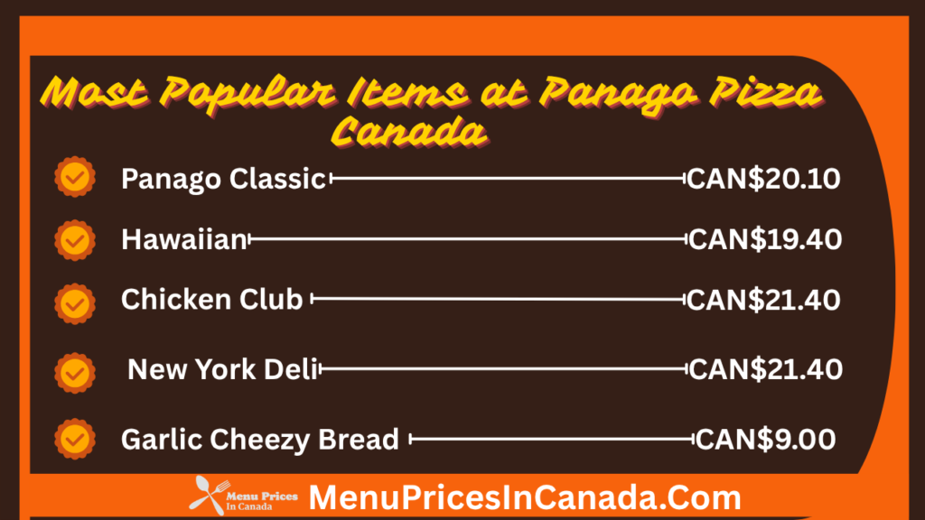 Most Popular Menu Items at Panago Pizza Canada