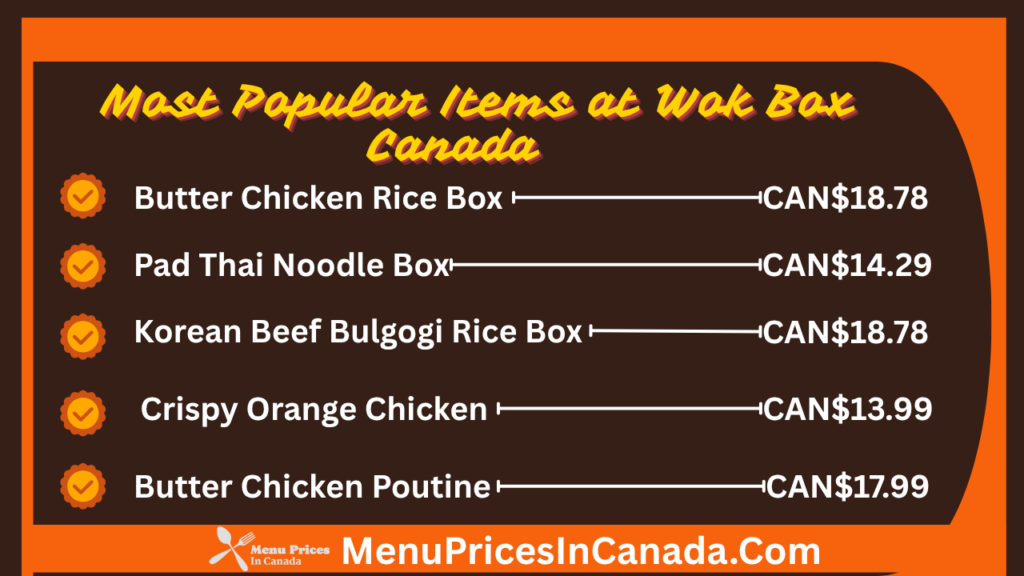Most Popular Menu Items at Wok Box Canada