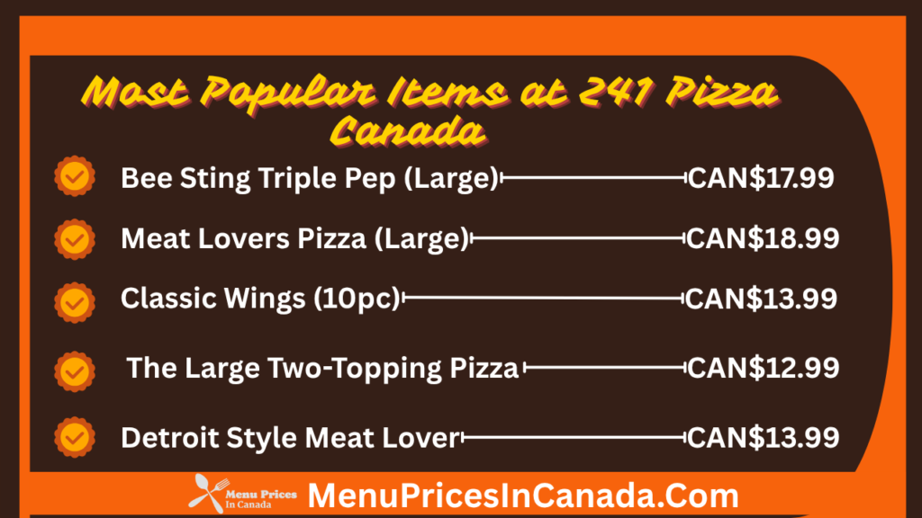 Most Popular Menu Items at 241 Pizza Canada