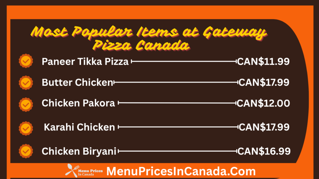 Most Popular Menu Items at Gateway Pizza Canada