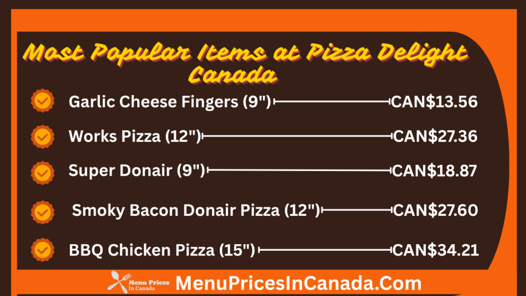 Most Popular Menu Items at Pizza Delight Canada