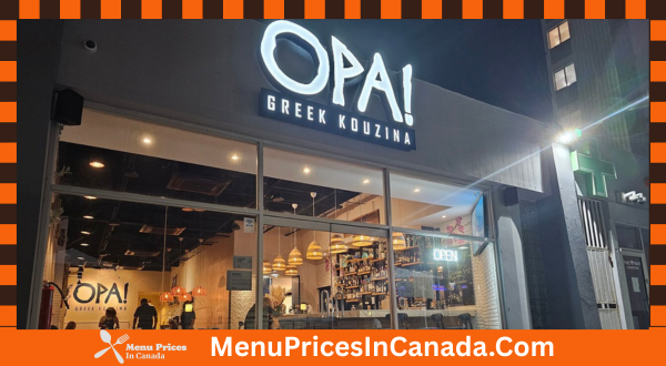 Opa! Of Greece Menu With Prices In Canada