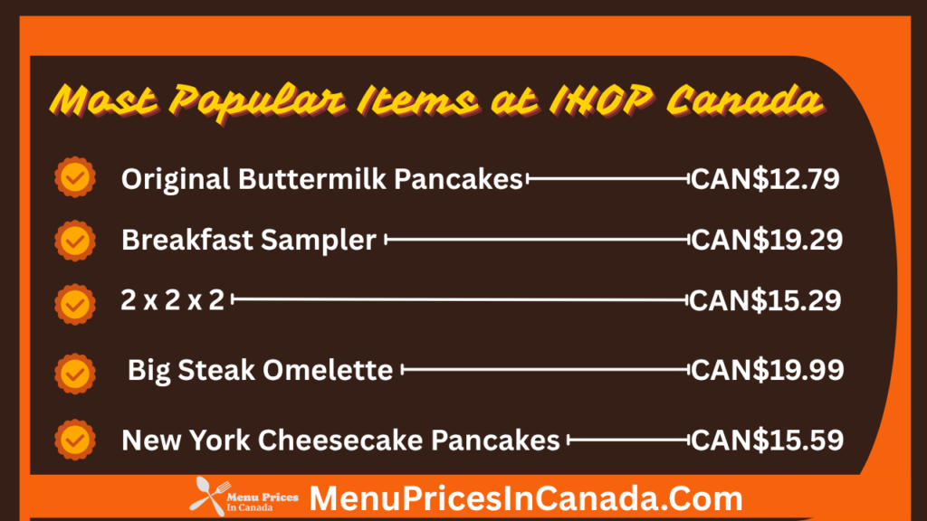 Most Popular Menu Items at IHOP Canada