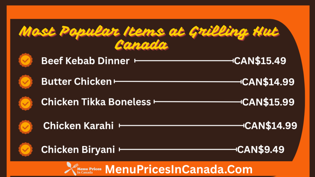 Most Popular Menu Items at Grilling Hut Canada